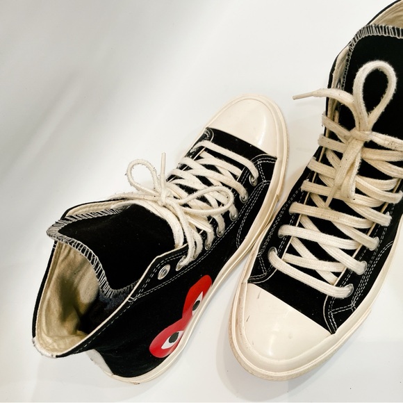 Comme Des Garcons PLAY Converse Unisex Chuck Taylor High Top Sneakers men’s 8.5 - Picture 11 of 11